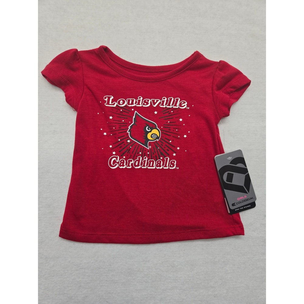 NWT Louisville Cardinals Toddler Girls Red‎ T-Shirt Collegiate Colosseum 2T